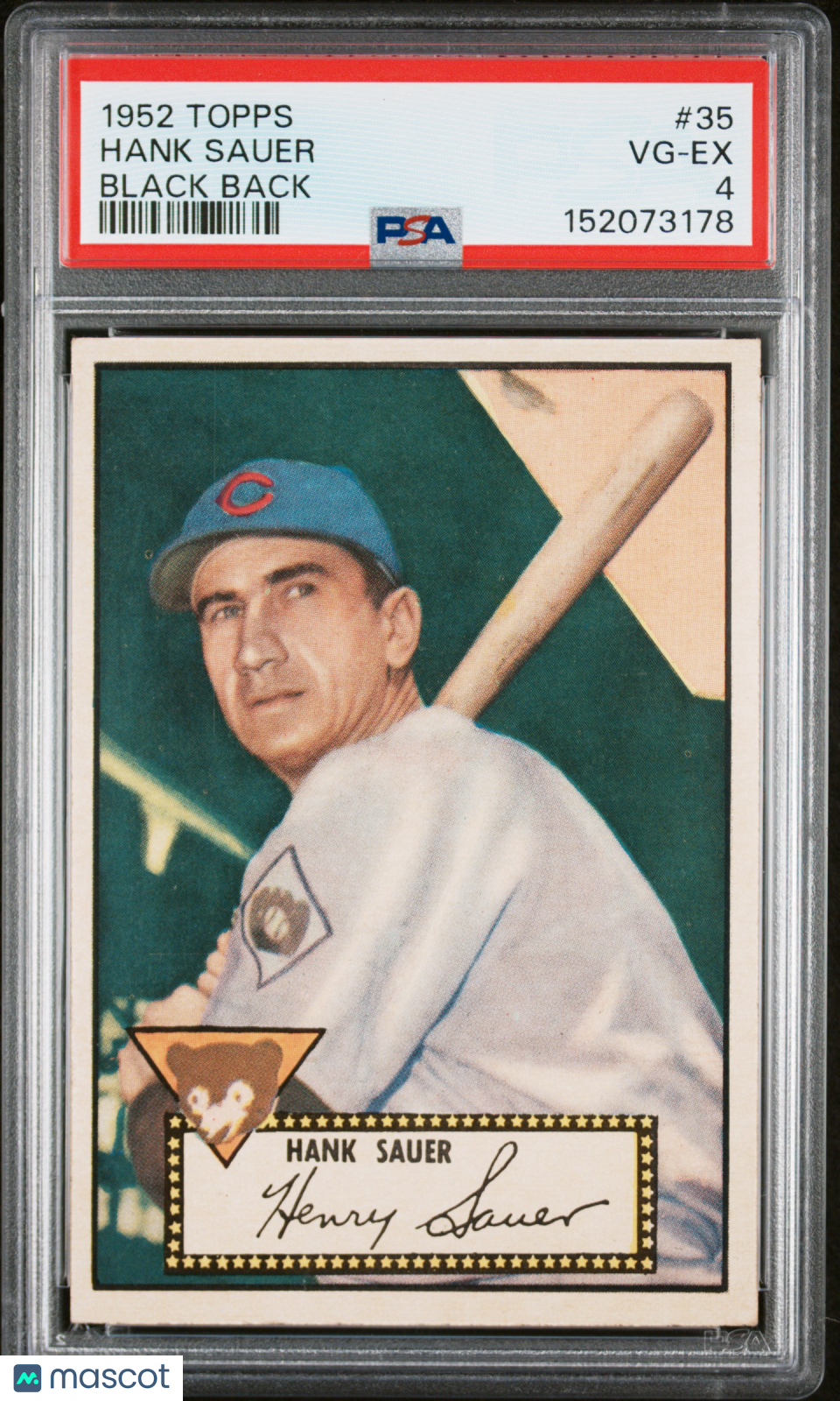 1952 Topps Hank Sauer #35 Black Back PSA 4