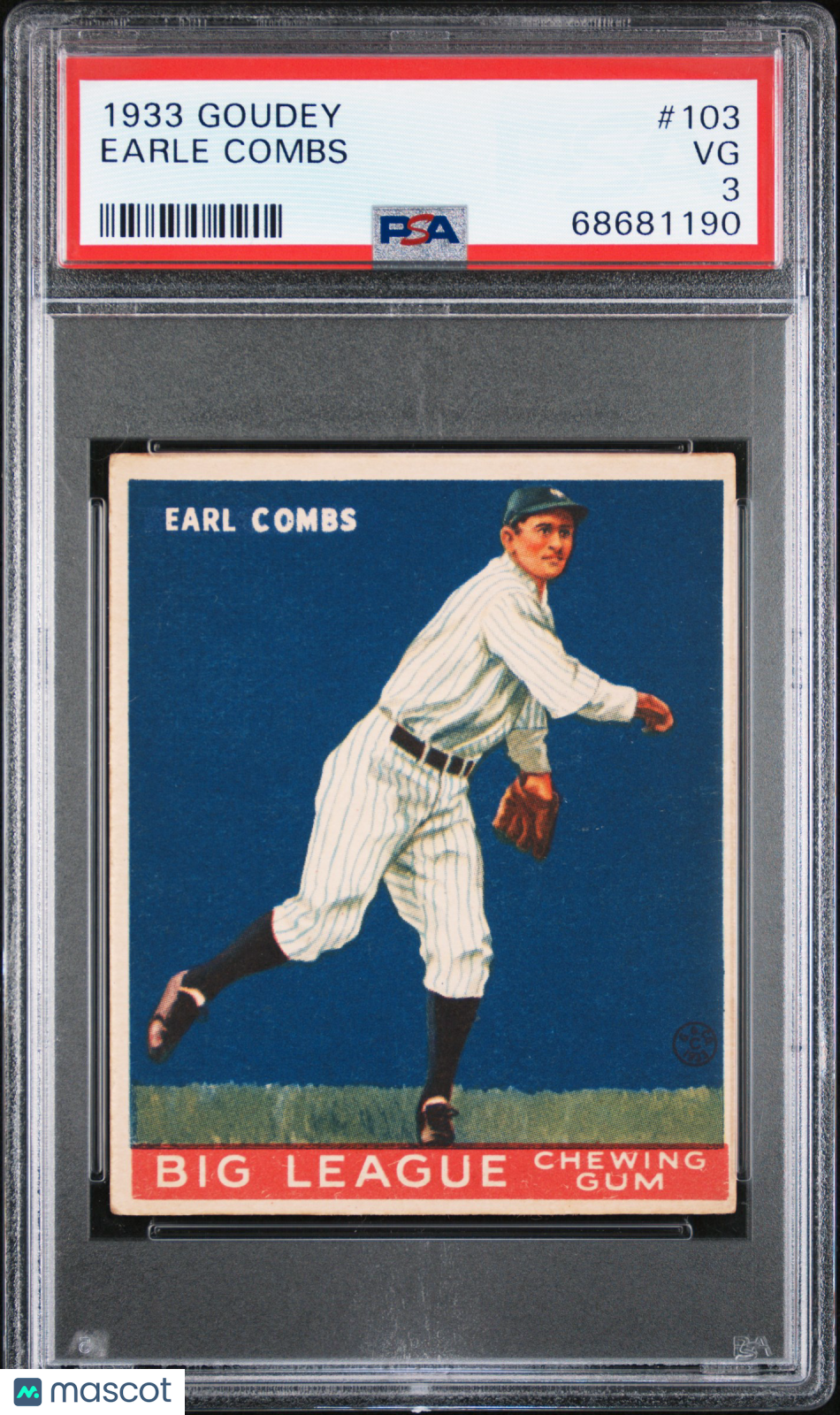 1933 Goudey Earle Combs #103 PSA 3