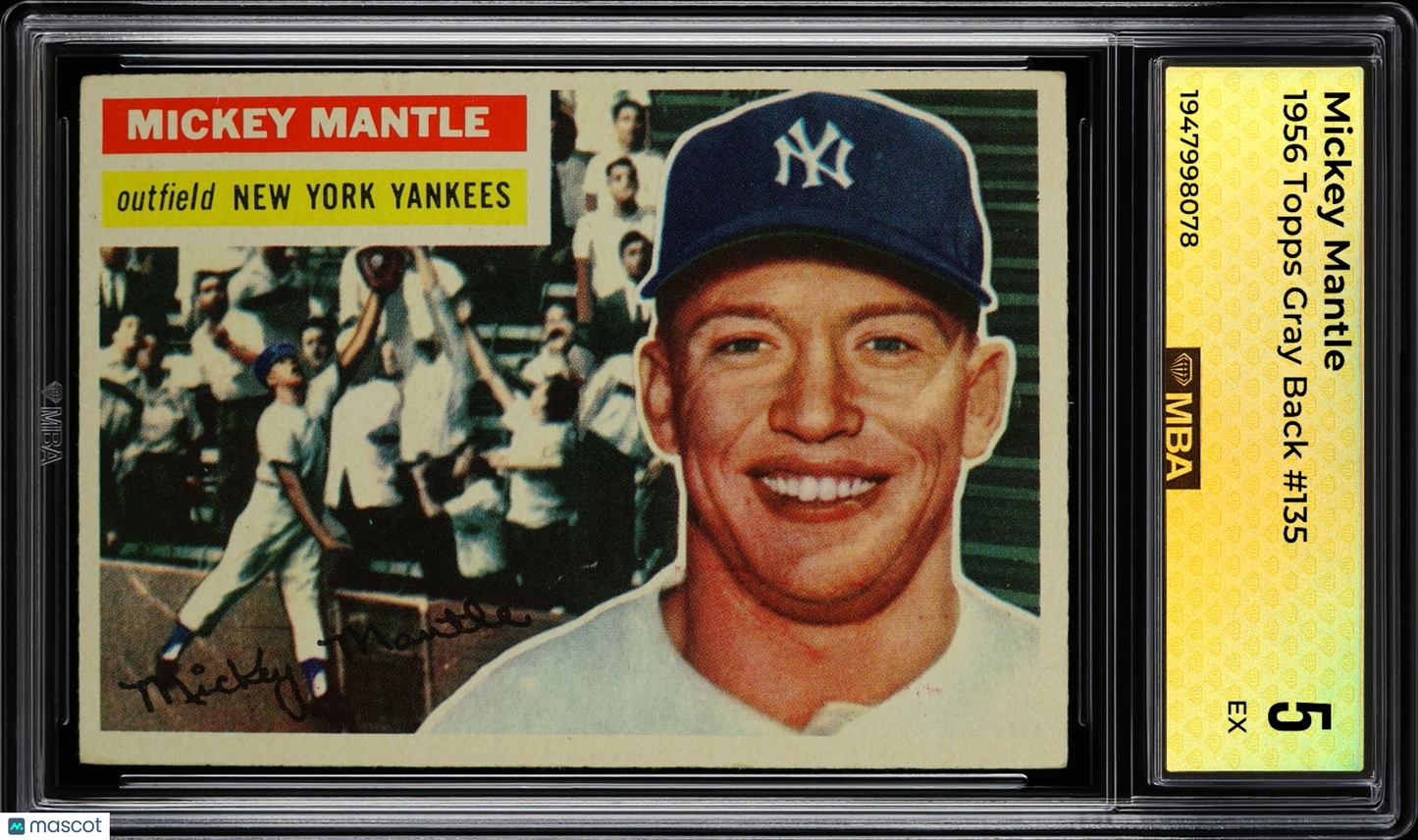1956 Topps Mickey Mantle #135 Gray Back MBA 5