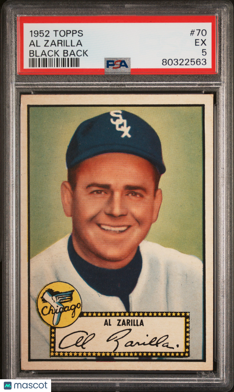 1952 Topps Al Zarilla #70 Black Back PSA 5 beautifully centered