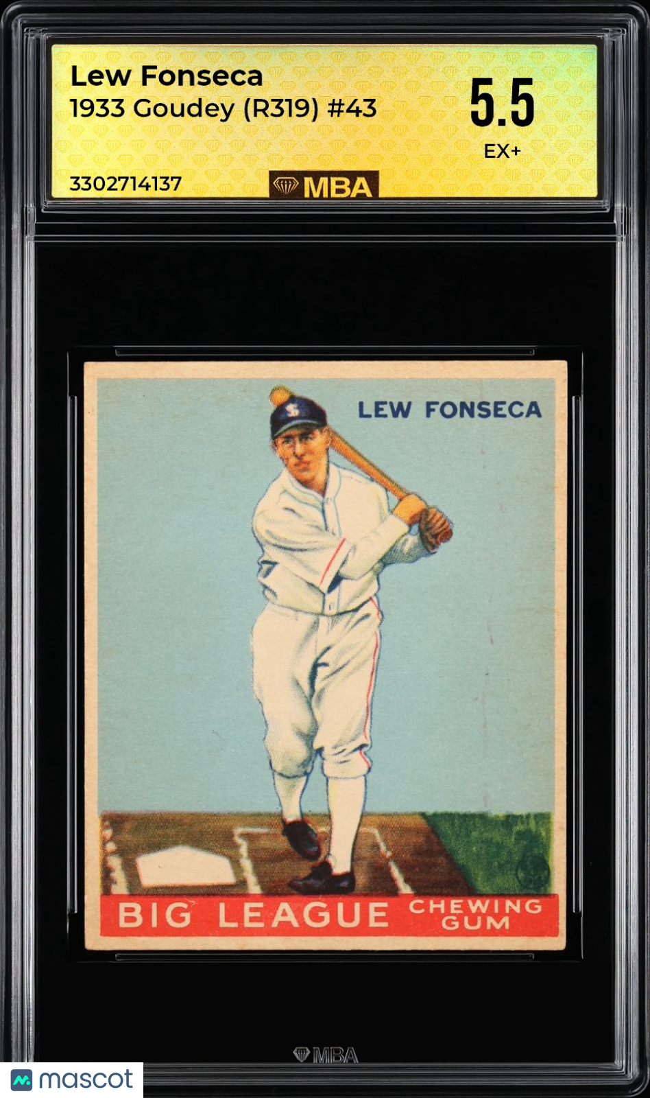 1933 Goudey (R319) Lew Fonseca #43 MBA 5.5