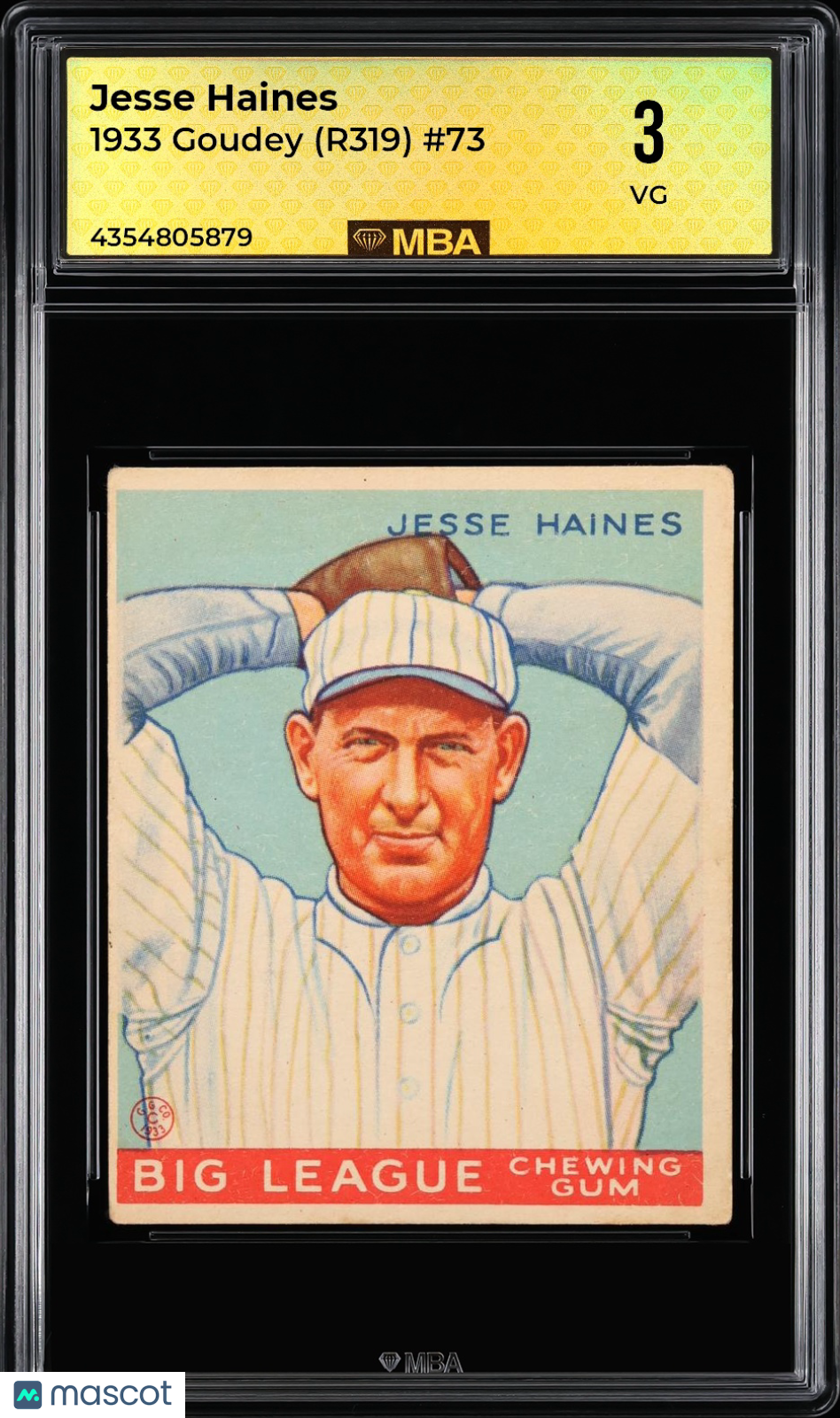 1933 Goudey (R319) Jesse Haines #73 MBA 3