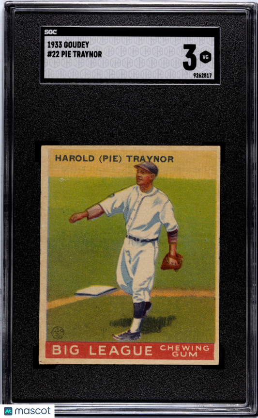 1933 Goudey Pie Traynor #22 SGC 3