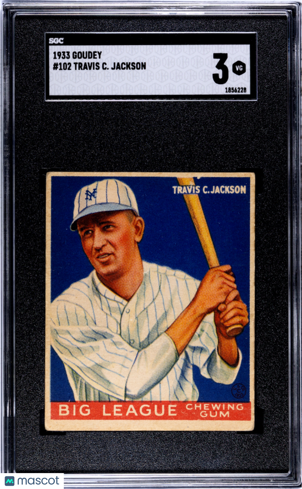 1933 Goudey Travis C. Jackson #102 SGC 3