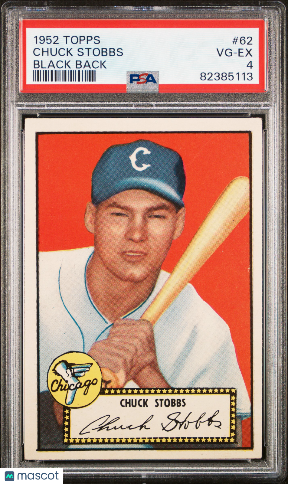 1952 Topps Chuck Stobbs #62 Black Back PSA 4