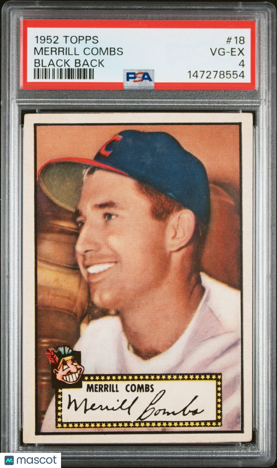 1952 Topps Merrill Combs #18 Black Back PSA 4